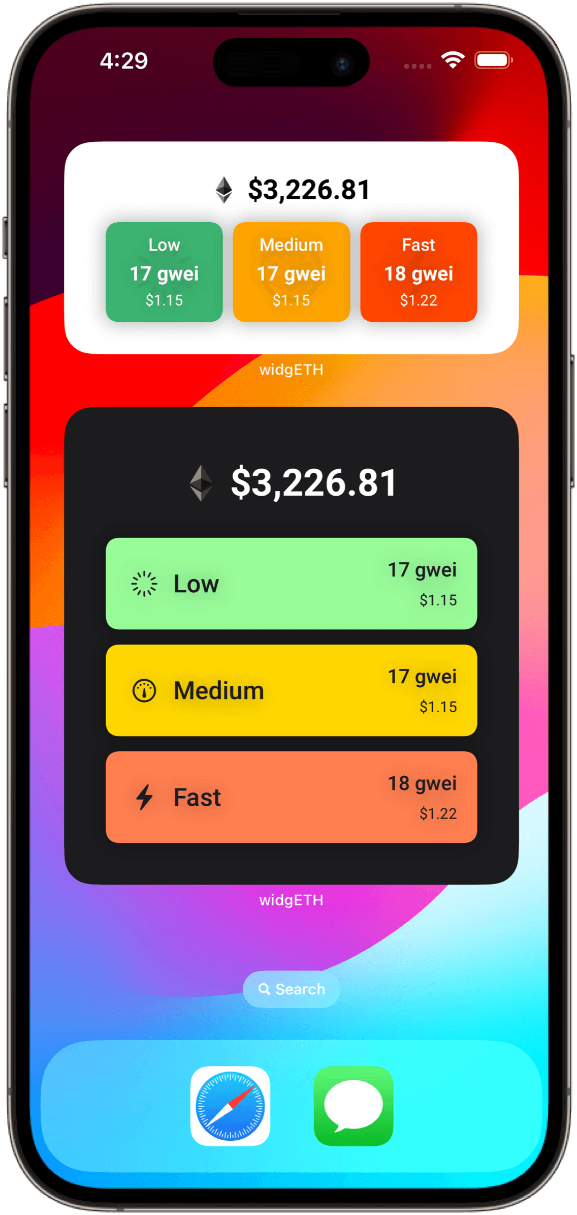 widgETH app preview